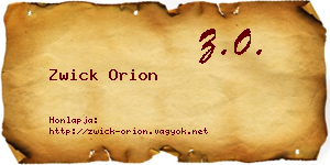 Zwick Orion névjegykártya